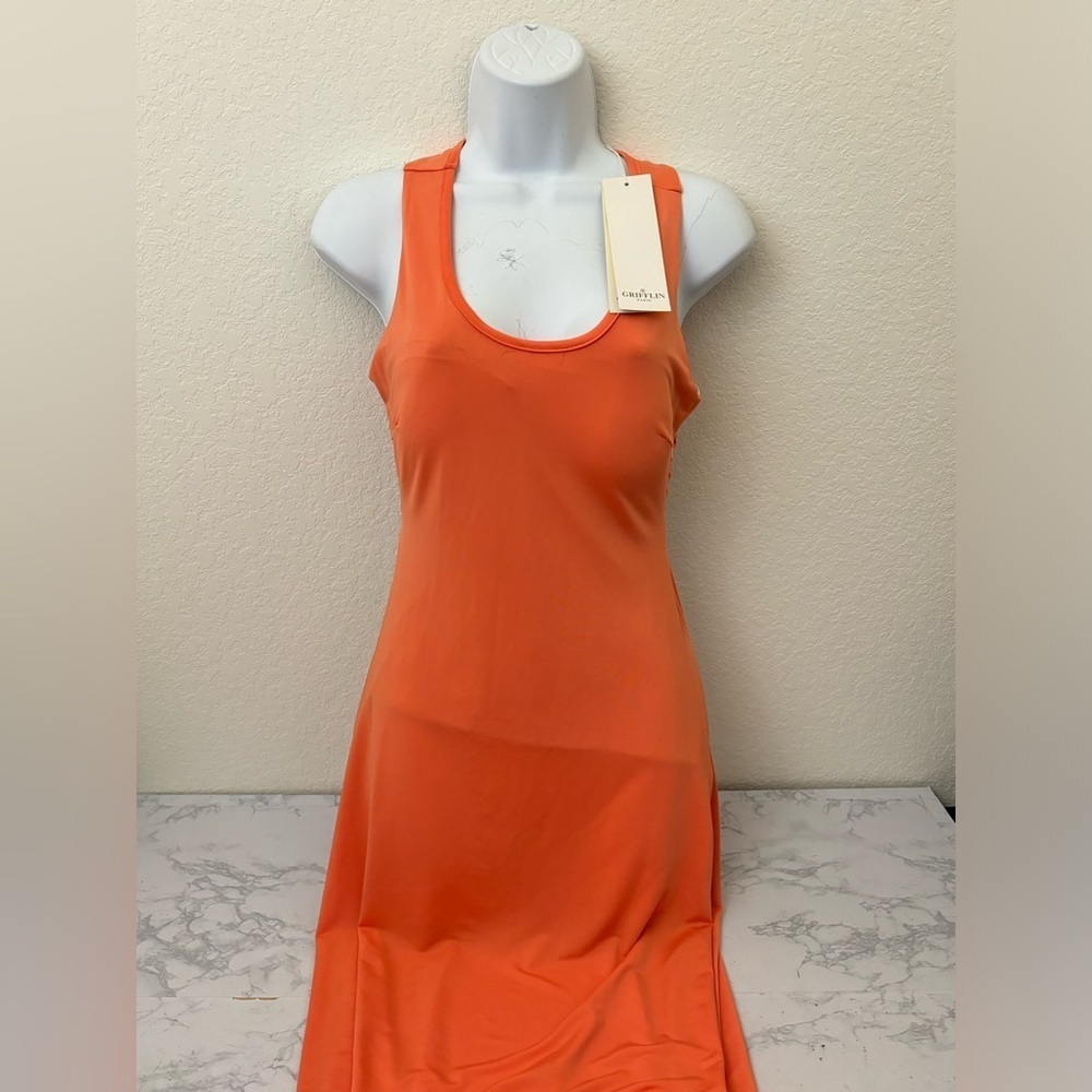 Grifflin Paris Brand Women's Maxi Summer Dress Bodycon Sz S Hopes Orange​​​